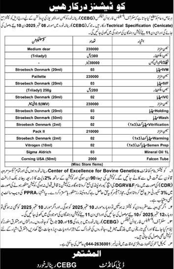 Public Sector Organization Rinala Khurd Tender Notice